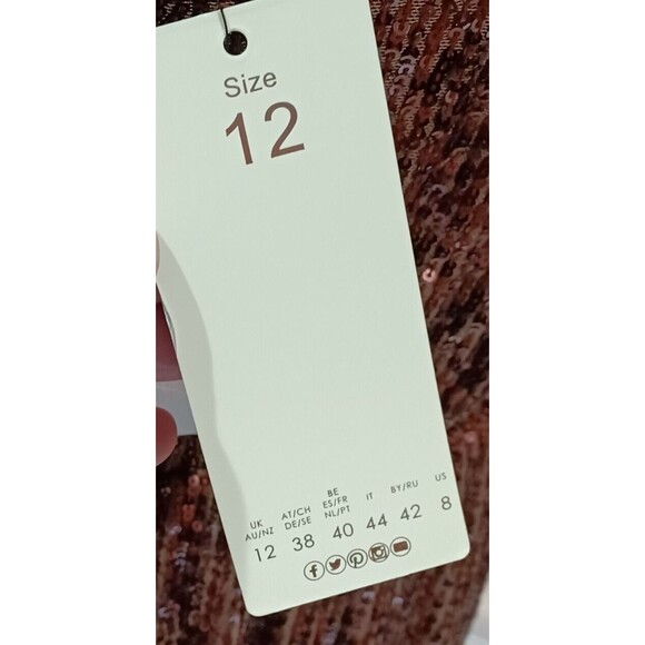 Club L London Dress Mini Orange Brown V-Neck Scoop Back Sequined Formal Sz 8 US - Picture 7 of 9